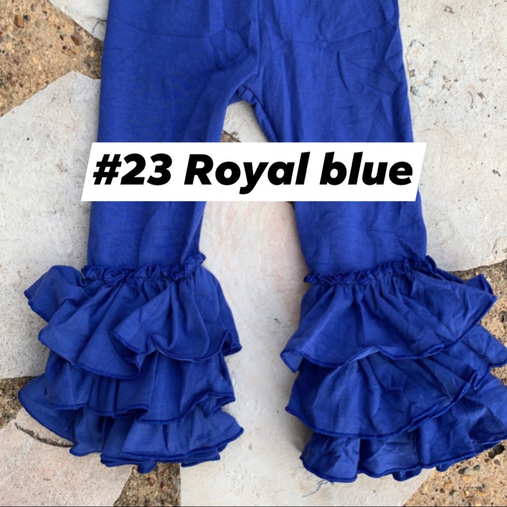 #23 Royal blue Girls Triple Ruffle Bell Pants